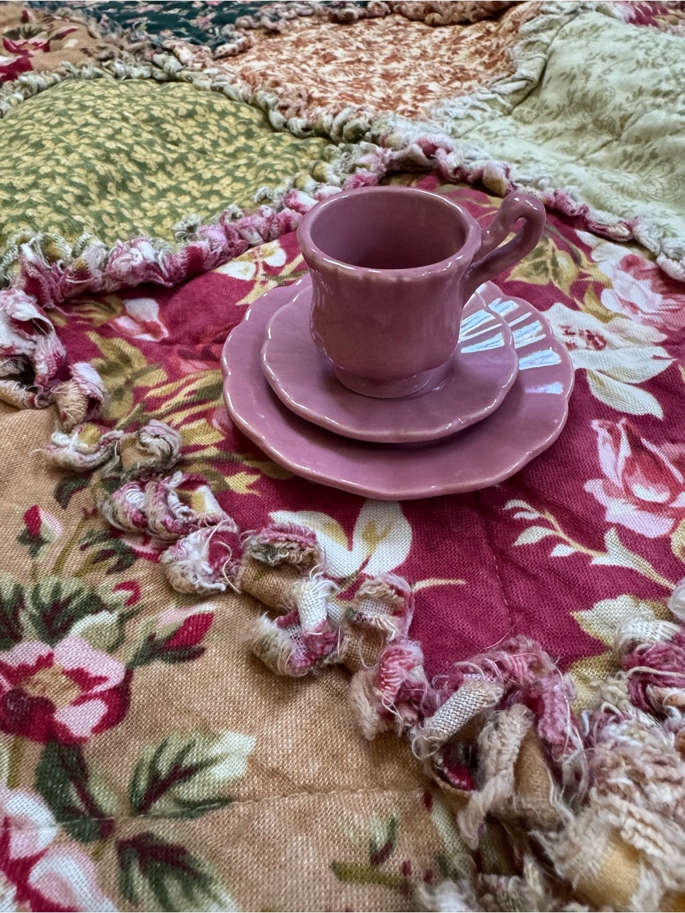 Pink Ceramic Mini Tea Cup and Saucer Set - Decorative Home Accent